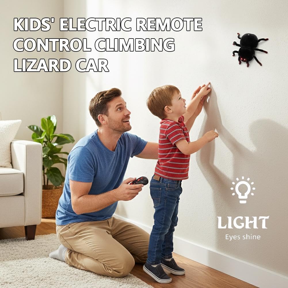 RC Wall Climbing Spider Toy Realistic Fuzzy Tarantula Anti-Gravity Remote Control Prank Bug with LED Eyes Rechargeable Gift for Kids - Image 6