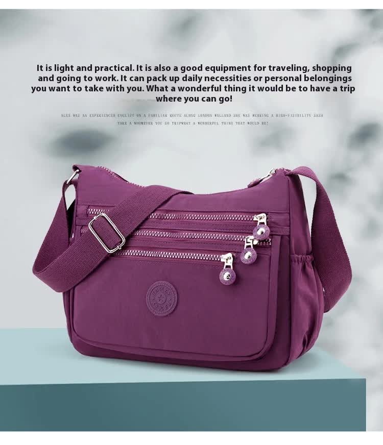 Women's Lightweight Nylon Crossbody Bag Waterproof Multi Pocket Shoulder Purse Travel Messenger Aqua Blue - Image 5