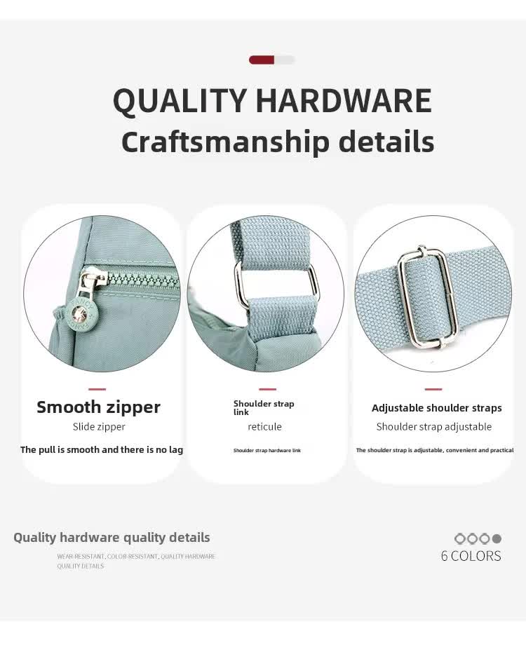 Women's Lightweight Nylon Crossbody Bag Waterproof Multi Pocket Shoulder Purse Travel Messenger Sapphire Blue - Image 7