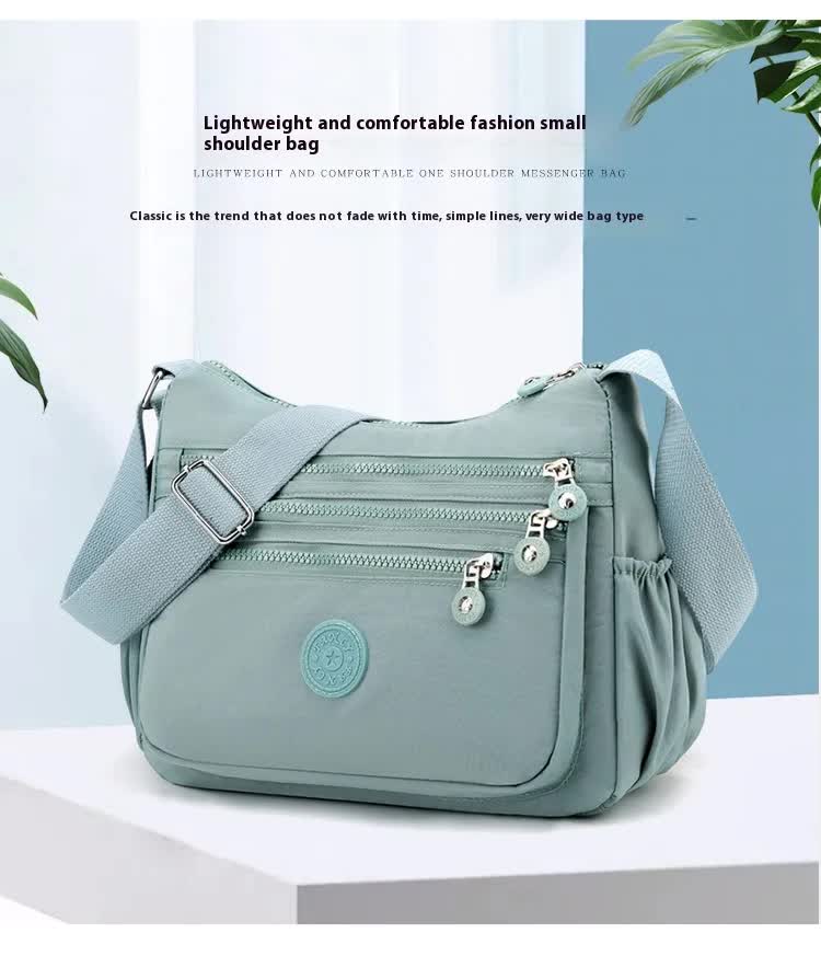 Women's Lightweight Nylon Crossbody Bag Waterproof Multi Pocket Shoulder Purse Travel Messenger Purple - Image 2