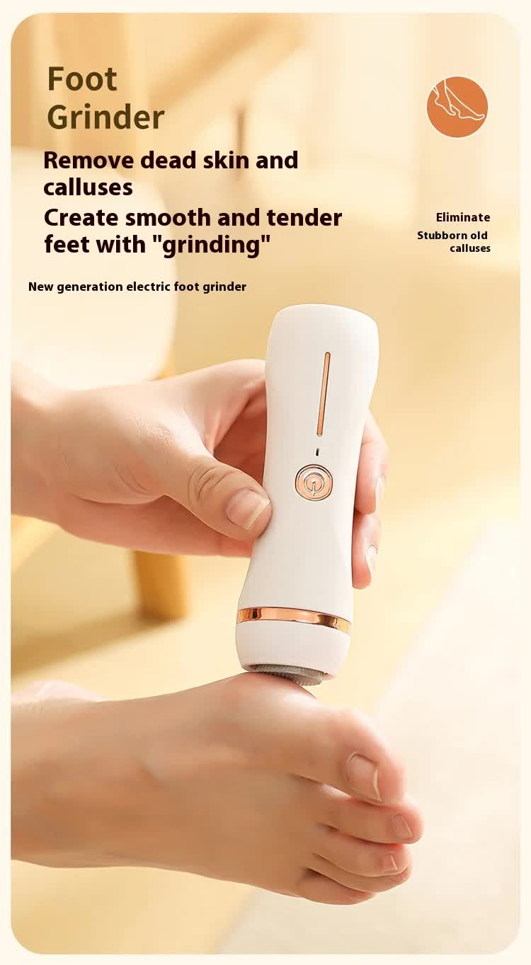 Electric Foot Callus Remover Rechargeable Pedicure Tool with 3 Grinding Heads Portable Dead Skin Exfoliator Peach Pink - Image 3