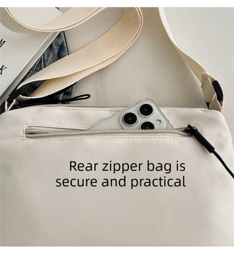 Casual Multi-Pocket Nylon Crossbody Bag Lightweight Shoulder Purse Waterproof Travel Messenger Bag White - Image 2