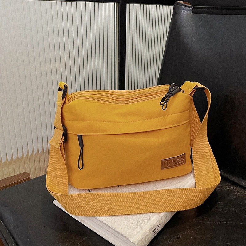 Casual Multi-Pocket Nylon Crossbody Bag Lightweight Shoulder Purse Waterproof Travel Messenger Bag Yellow - Image 1