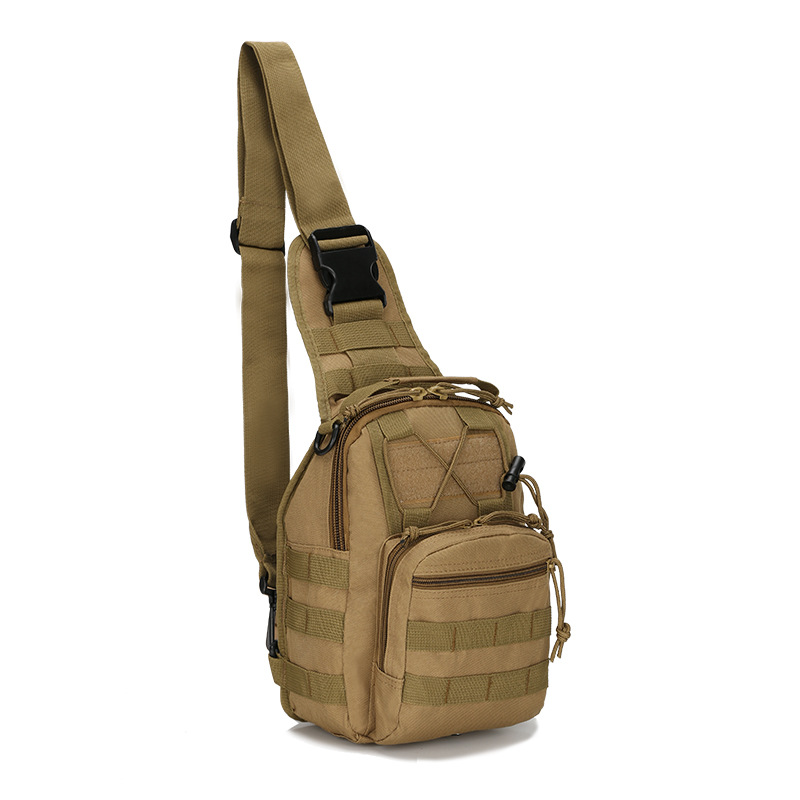Tactical Sling Bag Men 600D Waterproof Crossbody Backpack MOLLE EDC Shoulder Pack for Hiking Cycling Tan - Image 1