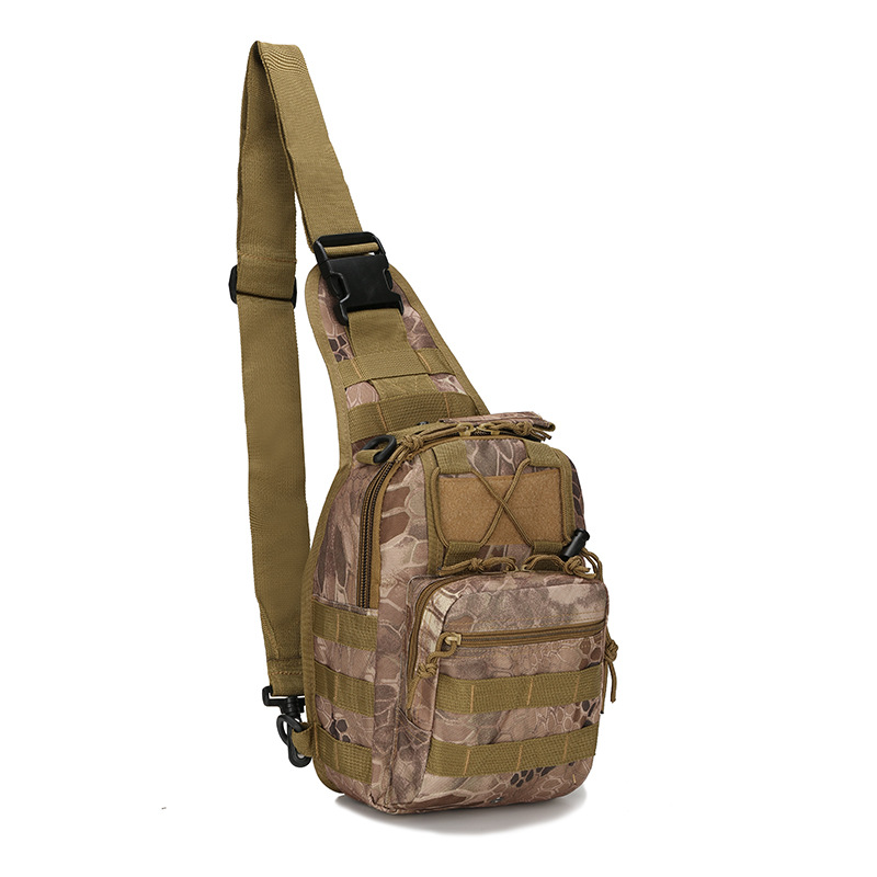 Tactical Sling Bag Tan Python Camo 600D Waterproof Crossbody Backpack MOLLE EDC Shoulder Pack for Hiking Camping - Image 1