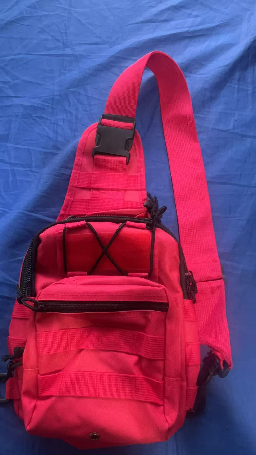 High Visibility Red Tactical Sling Bag 600D Waterproof Crossbody Backpack MOLLE First Aid EDC Pack for Cycling - Image 1