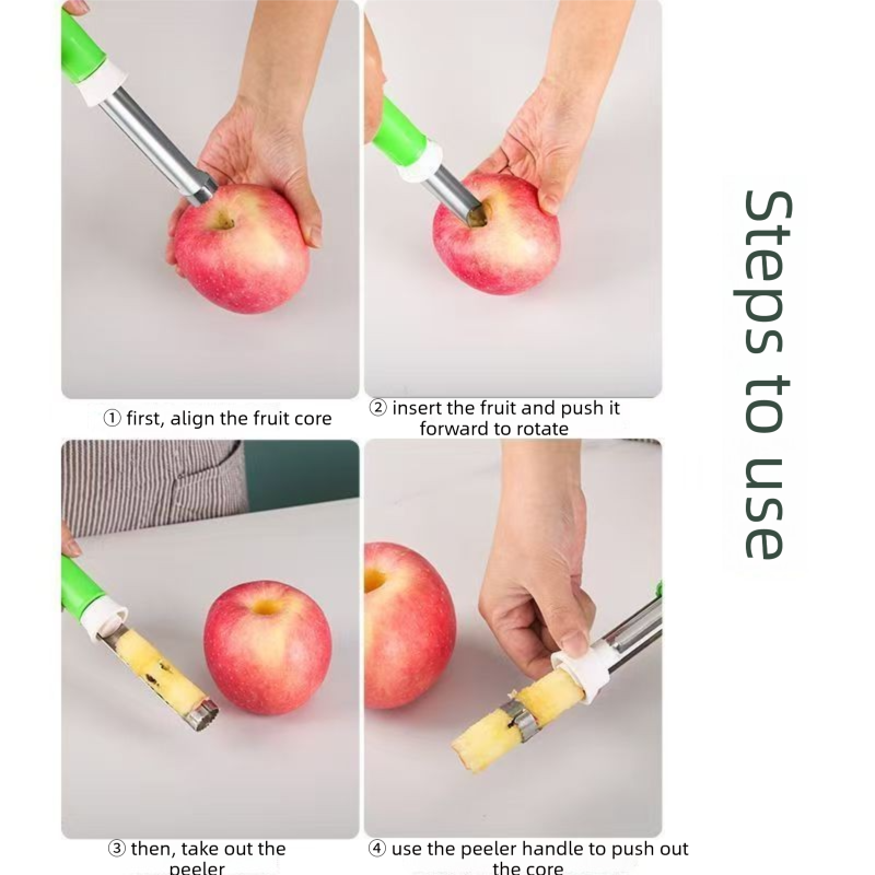 2 PCS 2-in-1 Apple Corer & Peeler Stainless Steel Fruit Prep Tool Red & Green Set Kitchen Gadget - Image 6