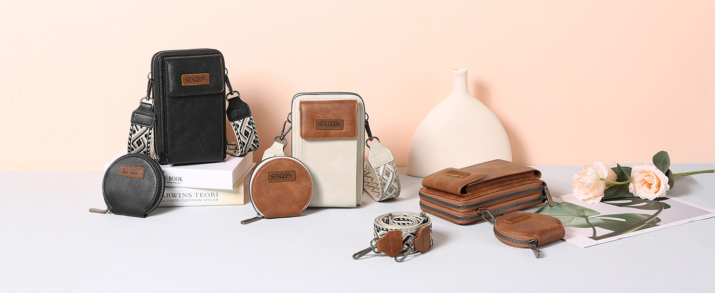 Women's Crossbody Phone Bag with Coin Pouch PU Leather Shoulder Purse Adjustable Wide Strap for Travel & Daily Use Black - Image 7