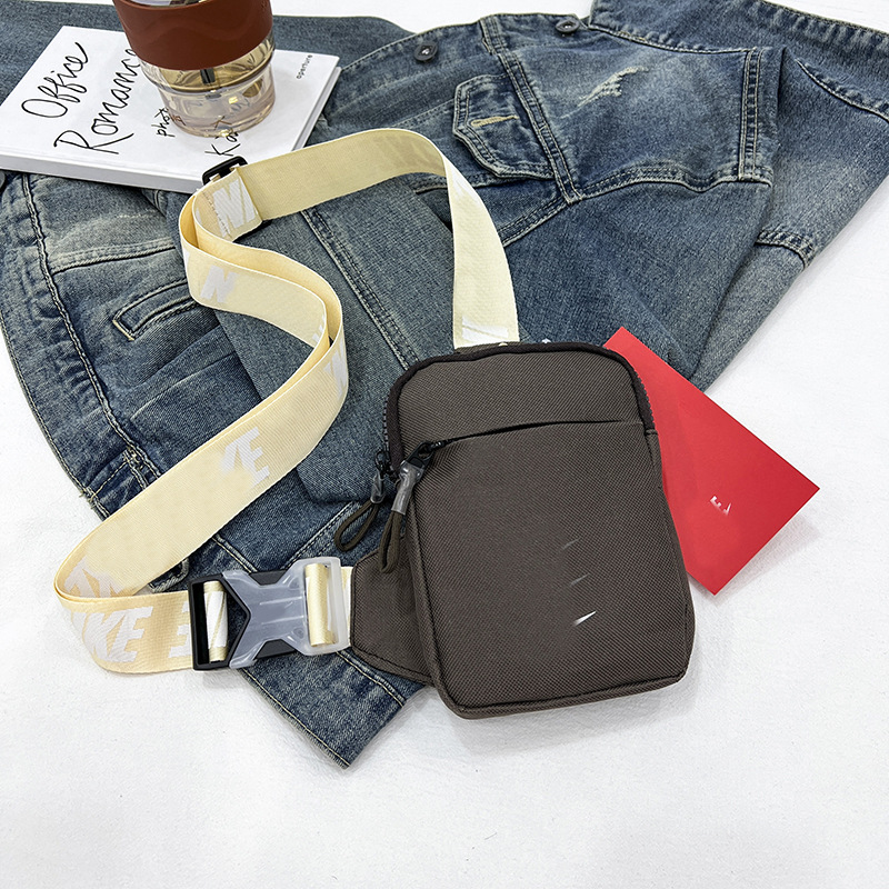 Unisex Mini Nylon Crossbody Sling Bag Chest Pouch Adjustable Wide Strap Lightweight Coffee for Travel Sports & Festivals - Image 1