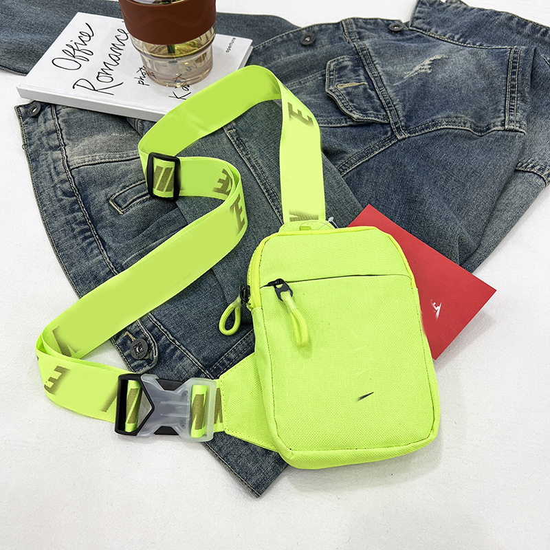Unisex Mini Nylon Crossbody Sling Bag Chest Pouch Adjustable Wide Strap Lightweight Bright Green for Travel Sports & Festivals - Image 1