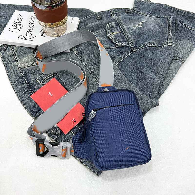 Unisex Mini Nylon Crossbody Sling Bag Chest Pouch Adjustable Wide Strap Lightweight Blue for Travel Sports & Festivals - Image 1