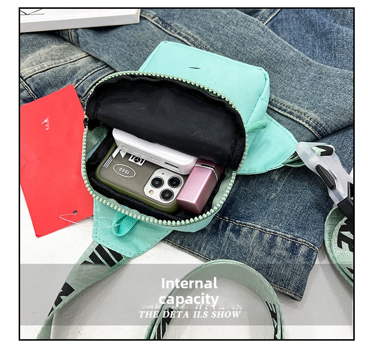 Unisex Mini Nylon Crossbody Sling Bag Chest Pouch Adjustable Wide Strap Lightweight Black for Travel Sports & Festivals - Image 3