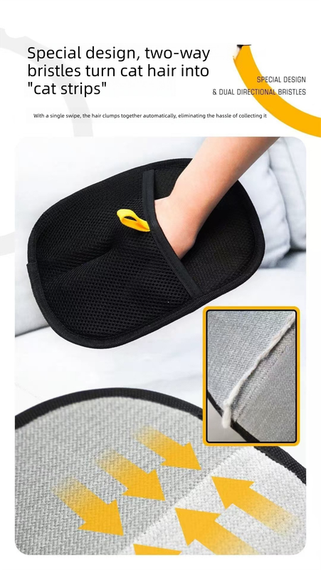 2 PCS Pet Hair Remover Mitt Reusable Static Lint Brush Glove for Cat & Dog Fur Cleaning Furniture Clothes & Bedding - Image 2