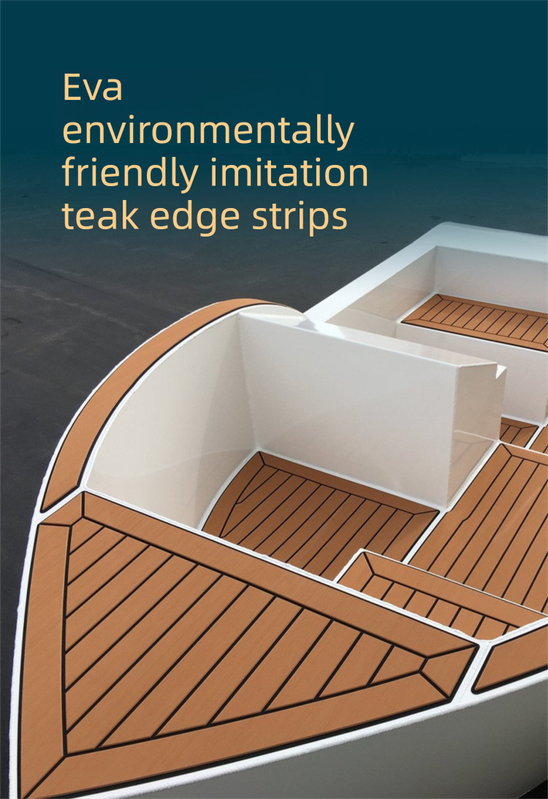 EVA Faux Teak Boat Flooring Border Trim Self Adhesive Marine Decking Strip Non Slip Foam Sheet for Yacht Caravan RV (Light Brown & Black, 240cm x 5.7cm) - Image 2