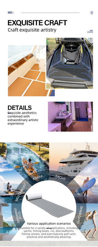 EVA Faux Teak Boat Flooring Sheet Marine Decking Mat Self Adhesive Non Slip Foam for Yacht Caravan & RV (Gold & Black, 240cm x 45cm) - Image 4