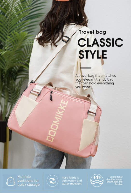 Large Travel Duffle Bag Gym Sports Weekender with Shoe Compartment Wet Pocket Lightweight Carry On Luggage Bag (Pink) - Image 2