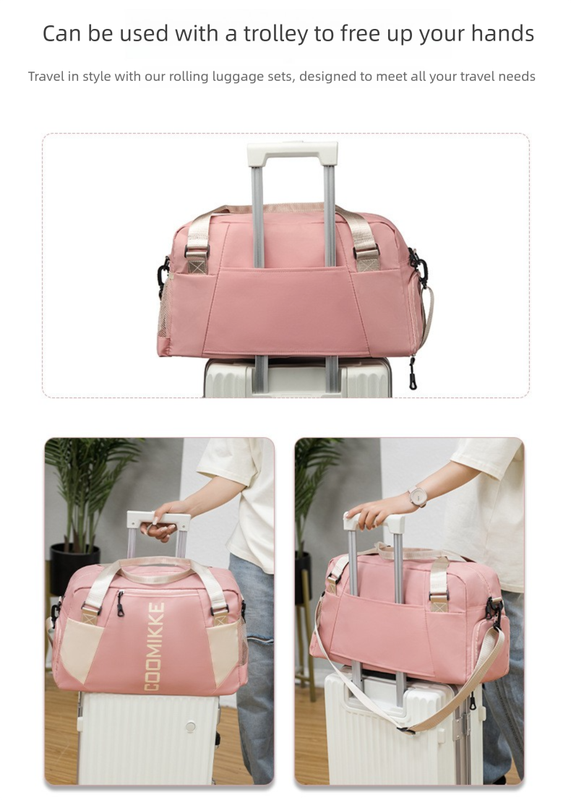 Large Travel Duffle Bag Gym Sports Weekender with Shoe Compartment Wet Pocket Lightweight Carry On Luggage Bag (Pink) - Image 5