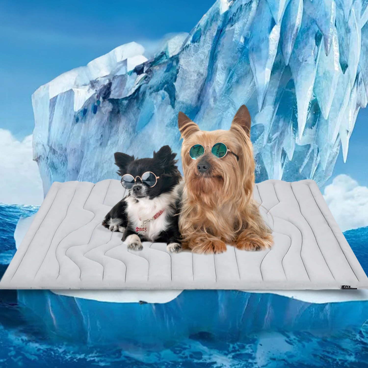 Pet Cooling Mat Self Cooling Pad for Dogs Cats Dual Sided Summer Sleeping Bed Grey Large (122x71cm) - Image 1