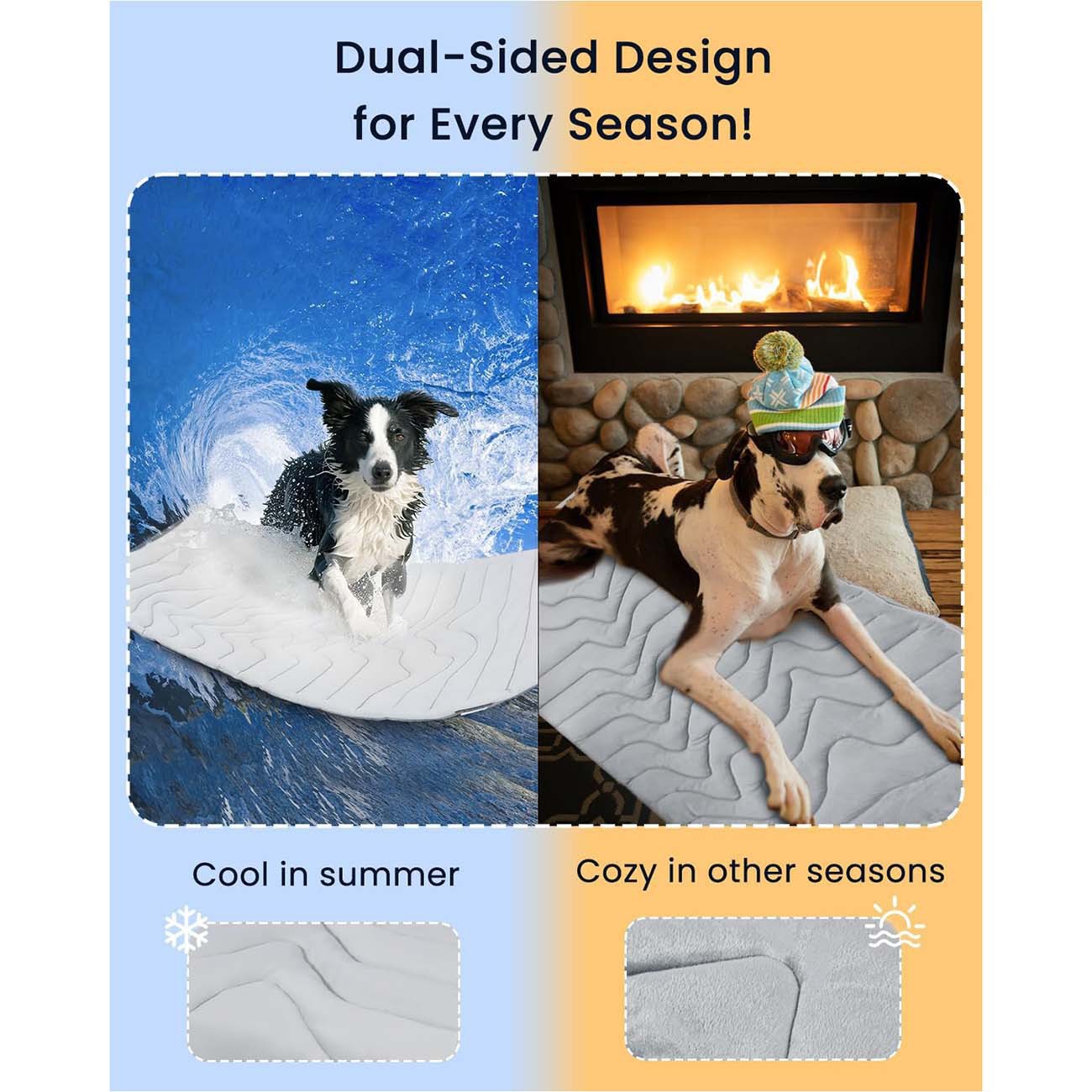 Pet Cooling Mat Self Cooling Pad for Dogs Cats Dual Sided Summer Sleeping Bed Grey Extra large (150x101cm) - Image 3