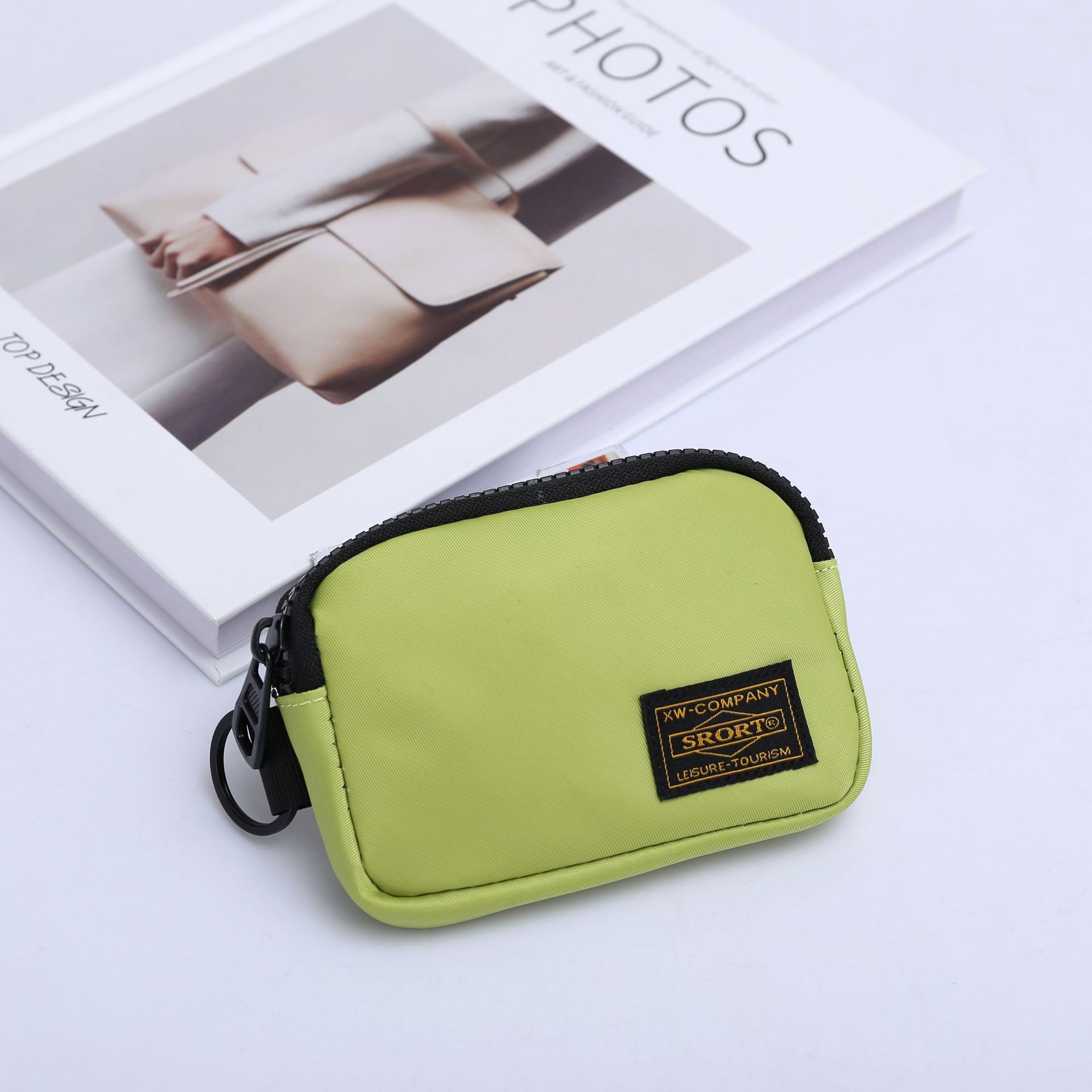 Small Nylon Coin Purse Zip Wallet Waterproof Mini Pouch Key Card Holder Lightweight EDC Organizer Green (12x9cm) - Image 1