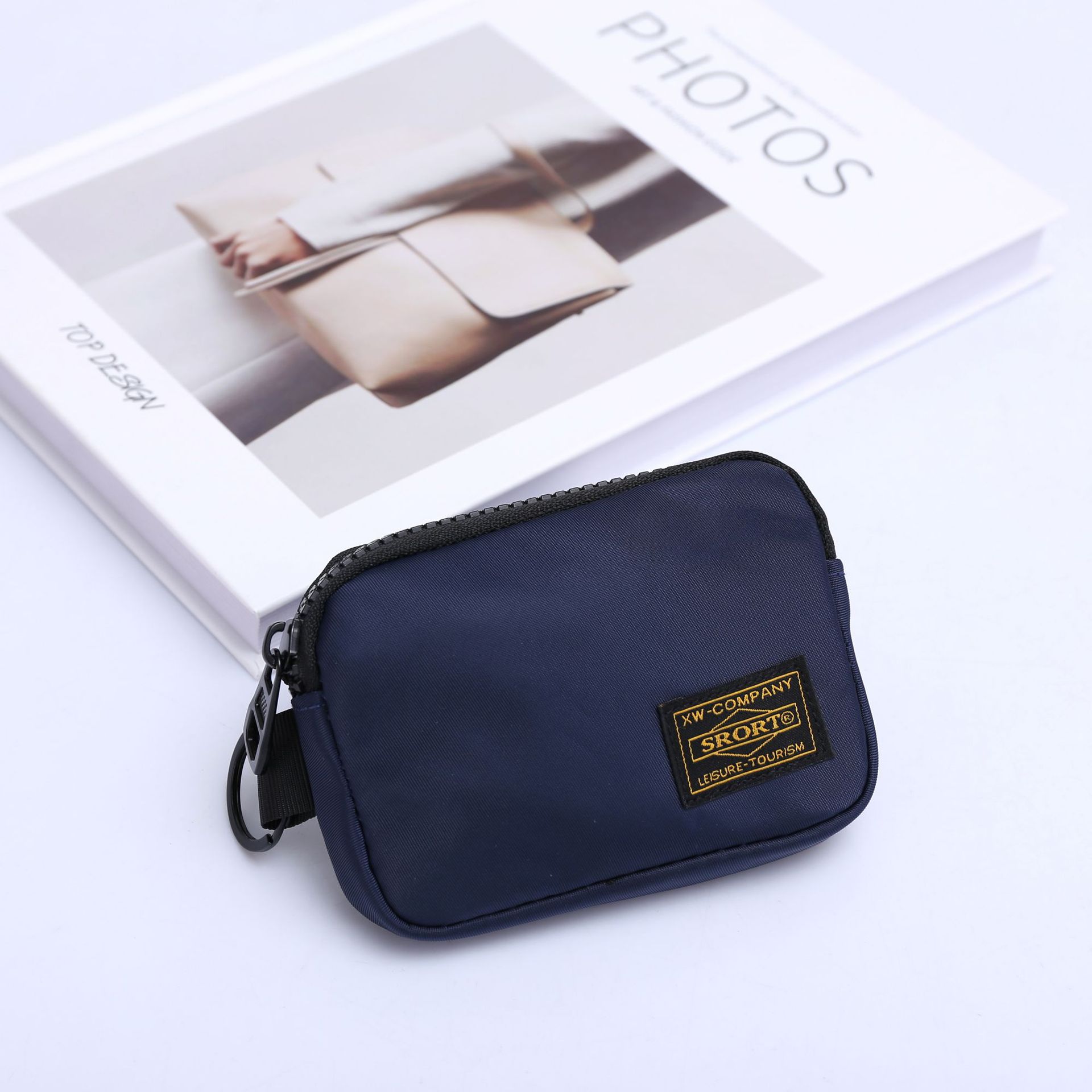 Small Nylon Coin Purse Zip Wallet Waterproof Mini Pouch Key Card Holder Lightweight EDC Organizer Royal Blue (12x9cm) - Image 1