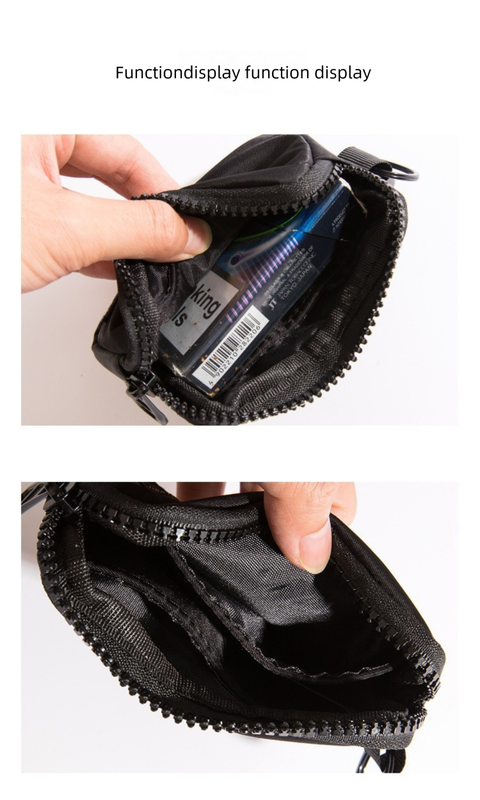 Small Nylon Coin Purse Zip Wallet Waterproof Mini Pouch Key Card Holder Lightweight EDC Organizer Denim Blue (12x9cm) - Image 2