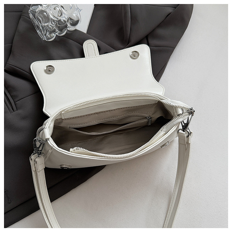 Womens Classic Baguette Shoulder Bag Soft PU Leather Underarm Purse with Adjustable Strap Crossbody Handbag Minimalist 90s Style Beige - Image 2