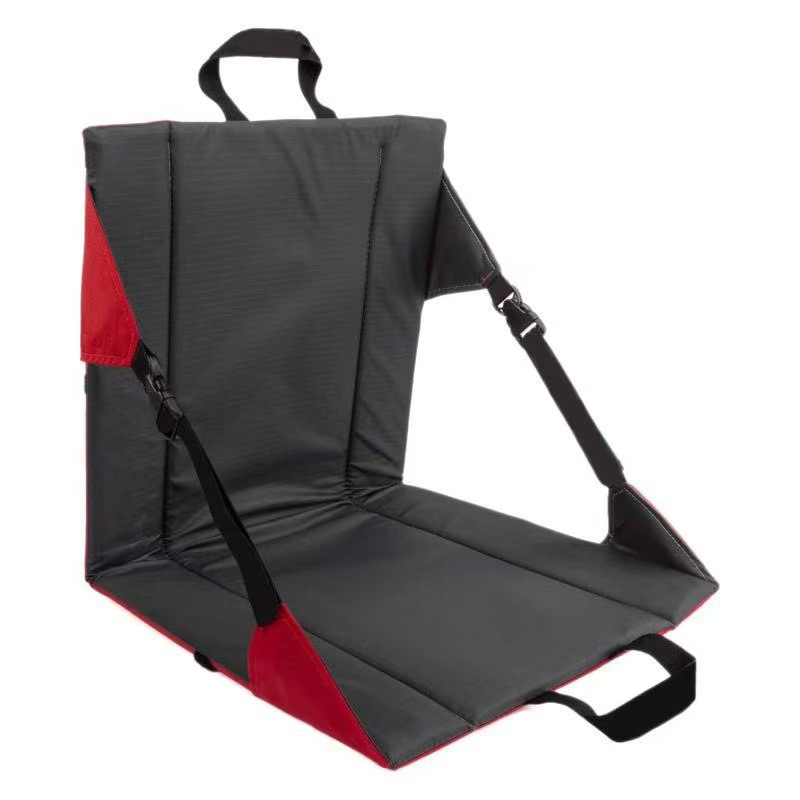 Portable Folding Stadium Seat Cushion with Back Support Lightweight Outdoor Chair for Camping Concerts Hiking Beach Bleachers Grey and Red - Image 1