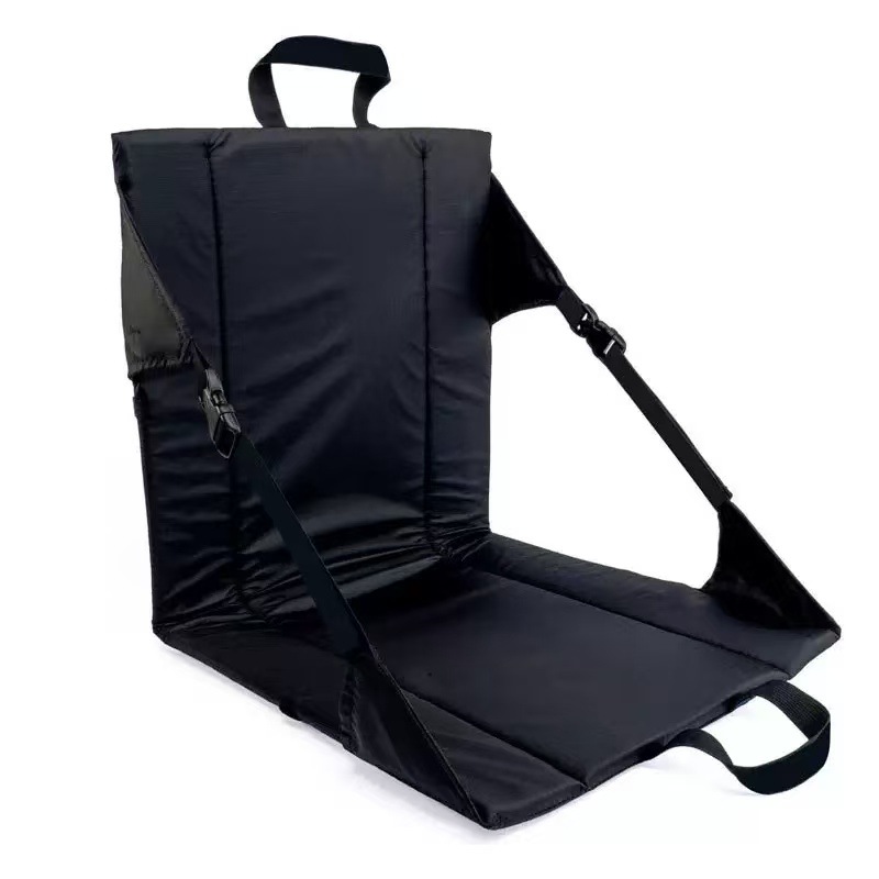 Portable Folding Stadium Seat Cushion with Back Support Lightweight Outdoor Chair for Camping Concerts Hiking Beach Bleachers Black - Image 1