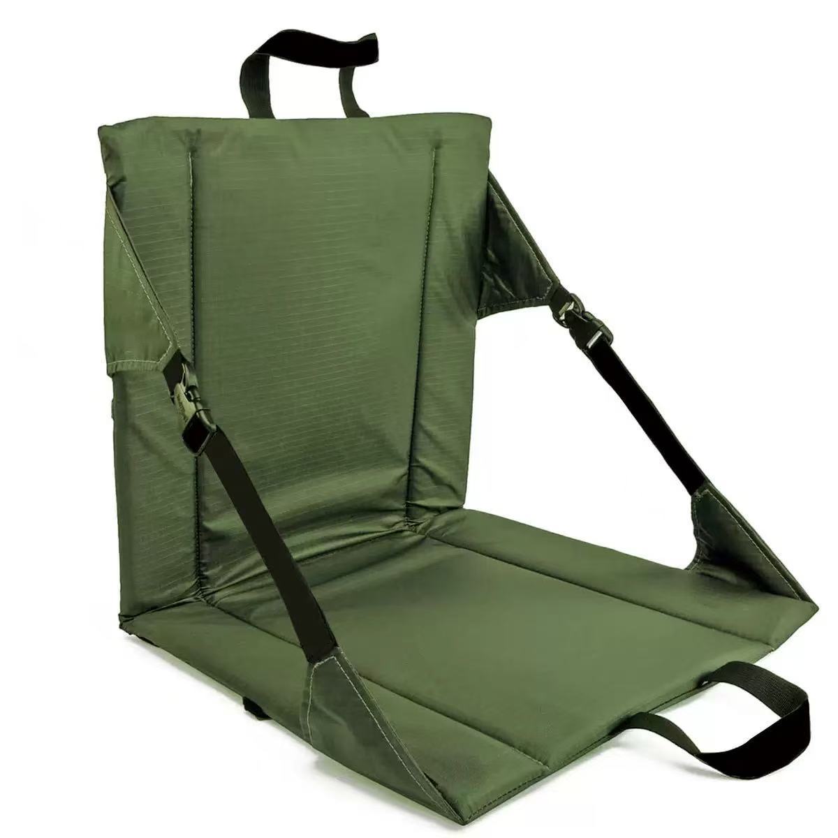 Portable Folding Stadium Seat Cushion with Back Support Lightweight Outdoor Chair for Camping Concerts Hiking Beach Bleachers Army Green - Image 1