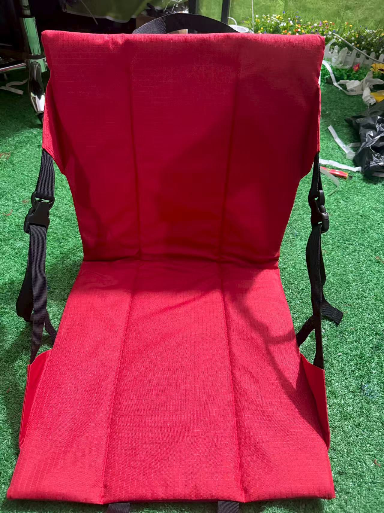 Portable Folding Stadium Seat Cushion with Back Support Lightweight Outdoor Chair for Camping Concerts Hiking Beach Bleachers Red - Image 1