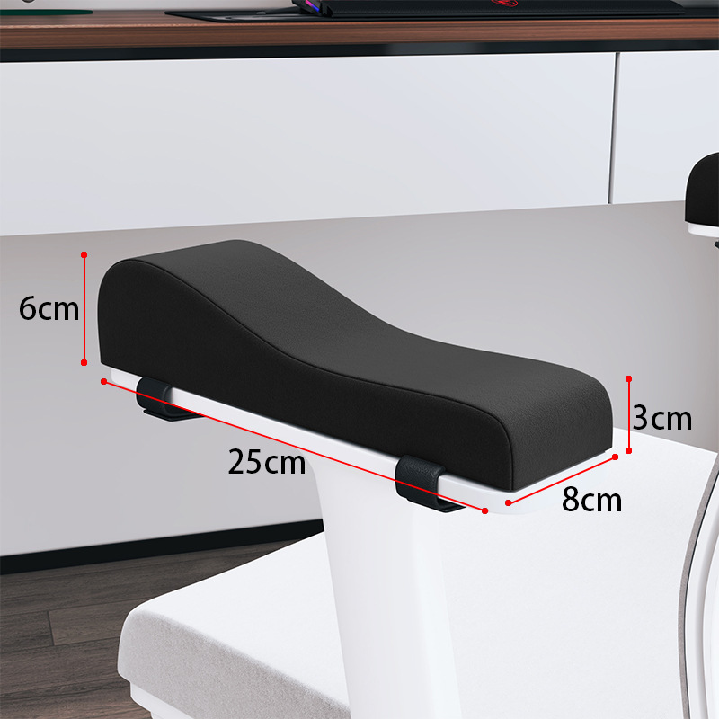 A pair of Ergonomic Chair Armrest Pads High Density Foam Elbow Support Cushion Black Curved Design for Office & Gaming Chairs Relief Pressure Non-Slip Cover - Image 1