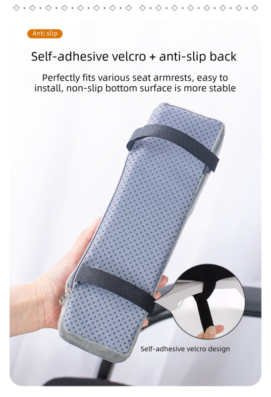 A pair of Ergonomic Chair Armrest Pads High Density Foam Elbow Support Cushion Black Curved Design for Office & Gaming Chairs Relief Pressure Non-Slip Cover - Image 7