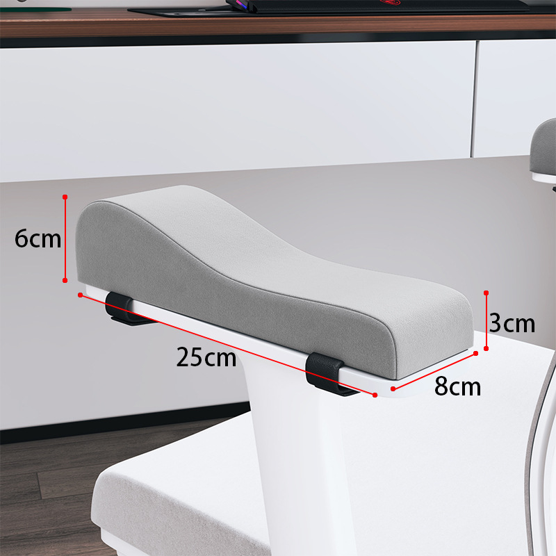 A pair of Ergonomic Chair Armrest Pads High Density Foam Elbow Support Cushion Grey Curved Design for Office & Gaming Chairs Relief Pressure Non-Slip Cover - Image 1