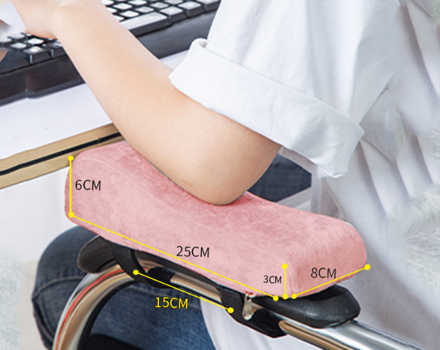 A pair of Ergonomic Chair Armrest Pads High Density Foam Elbow Support Cushion Pink Curved Design for Office & Gaming Chairs Relief Pressure Non-Slip Cover - Image 1