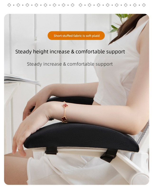 A pair of Memory Foam Chair Armrest Pads Curved Elbow Support Cushion Black Ergonomic Pressure Relief Cover for Office Gaming Chair WFH Setup - Image 8
