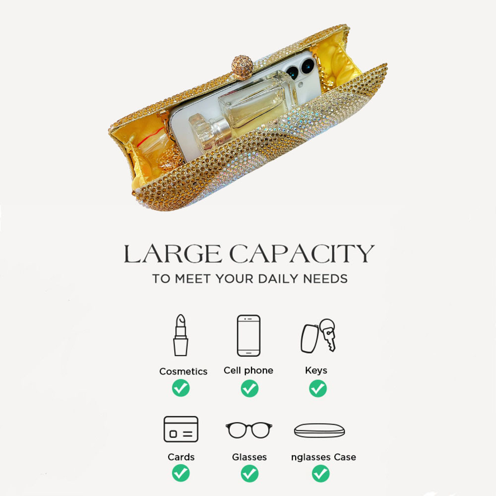 Luxury Green Crystal Evening Clutch Bag Gradient Rhinestone Hard Case Purse with Detachable Chain for Wedding Prom Cocktail Party Fits Smartphone - Image 3