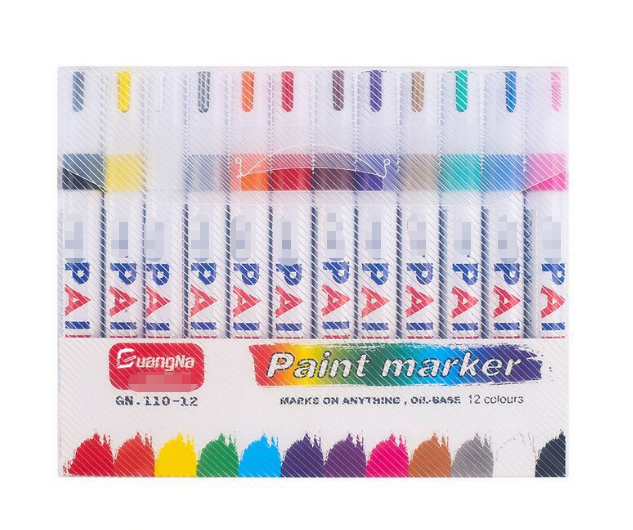 12 Colour Oil Based Paint Marker Pens Set 3.0mm Medium Tip Waterproof Permanent Ink for Rock Painting Metal Glass Rubber Tyres Wood DIY Art - Image 1