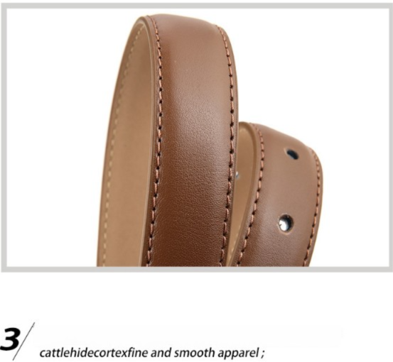 Women's Genuine Leather Thin Belt 2.3cm Width Minimalist Gold D-Shaped Buckle Casual Waist Strap for Jeans Dresses Khaki 105cm - Image 5