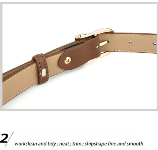 Women's Genuine Leather Thin Belt 2.3cm Width Minimalist Gold D-Shaped Buckle Casual Waist Strap for Jeans Dresses White 105cm - Image 4