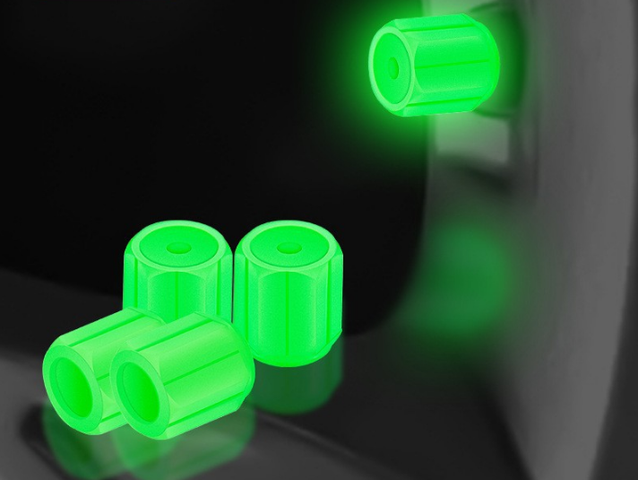 2 Packs of 4 Green Luminous Tyre Valve Caps Glow in The Dark Universal Wheel Air Dust Covers for Cars Bikes Motorcycles Scooters One-Piece Design - Image 1