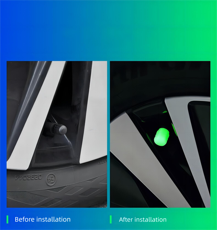 2 Packs of 4 Pink Luminous Tyre Valve Caps Glow in The Dark Universal Wheel Air Dust Covers for Cars Bikes Motorcycles Scooters One-Piece Design - Image 6