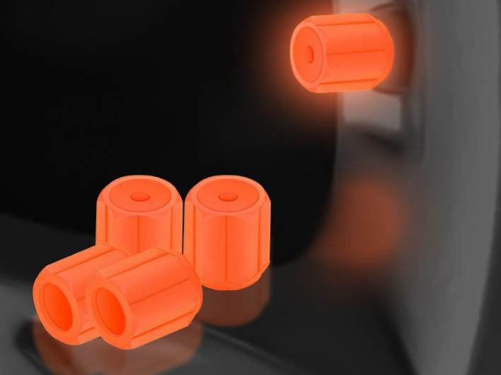 2 Packs of 4 Orange Luminous Tyre Valve Caps Glow in The Dark Universal Wheel Air Dust Covers for Cars Bikes Motorcycles Scooters One-Piece Design - Image 1