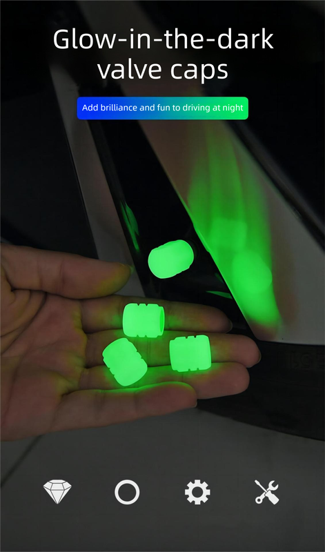 2 Packs of 4 Orange Luminous Tyre Valve Caps Glow in The Dark Universal Wheel Air Dust Covers for Cars Bikes Motorcycles Scooters One-Piece Design - Image 2