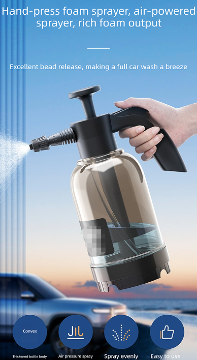 Black 2L Handheld Car Wash Foam Sprayer Pump Action Pressure Cannon with 2 Nozzles for Auto Detailing and Garden Watering Heavy Duty 55 Degree Fan Spray - Image 3