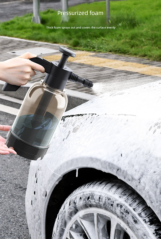 Black 2L Handheld Car Wash Foam Sprayer Pump Action Pressure Cannon with 2 Nozzles for Auto Detailing and Garden Watering Heavy Duty 55 Degree Fan Spray - Image 5