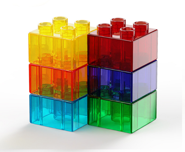 30pcs Large Building Blocks Transparent 2x2 Bricks Compatible Base Parts Educational Construction Toy for Kids Toddlers 6 Colours Mix - Image 1