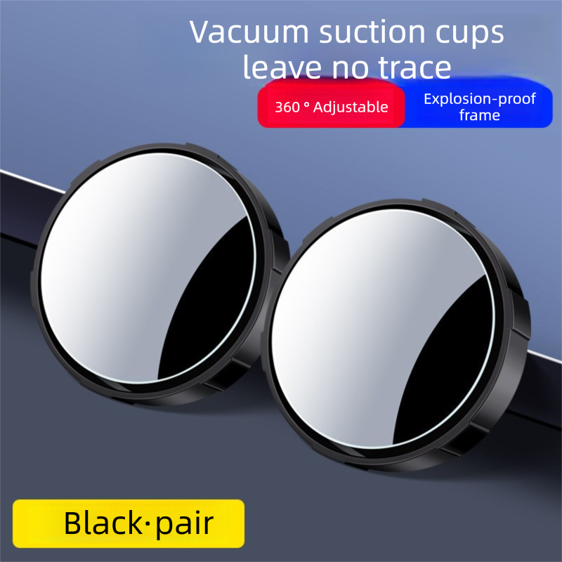 2Pcs Car Blind Spot Mirrors Suction Cup Vacuum Adsorption 360 Adjustable Round Rear View Convex Mirror Waterproof Black Frame for Cars SUVs - Image 1
