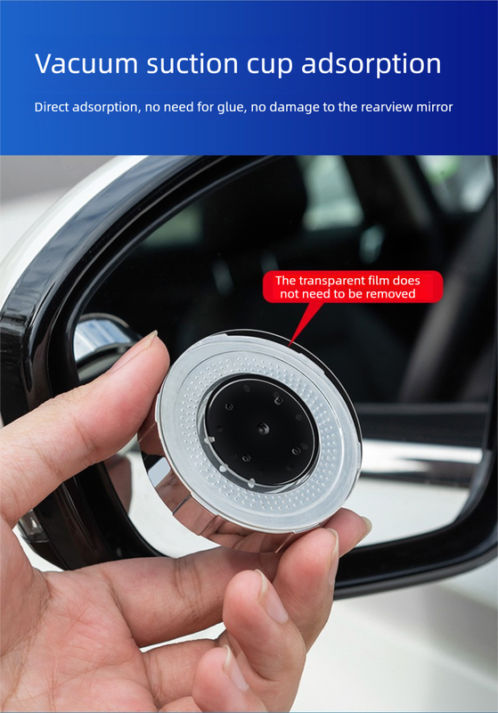 2Pcs Car Blind Spot Mirrors Suction Cup Vacuum Adsorption 360 Adjustable Round Rear View Convex Mirror Waterproof Black Frame for Cars SUVs - Image 4
