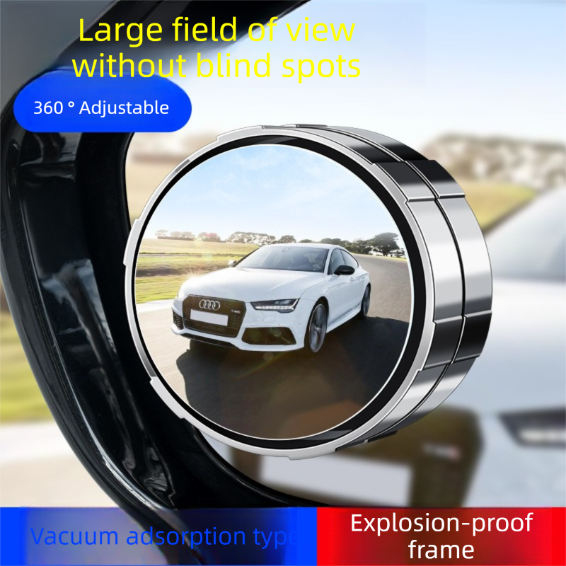 2Pcs Car Blind Spot Mirrors Suction Cup Vacuum Adsorption 360 Adjustable Round Rear View Convex Mirror Waterproof Sliver Frame for Cars SUVs - Image 2